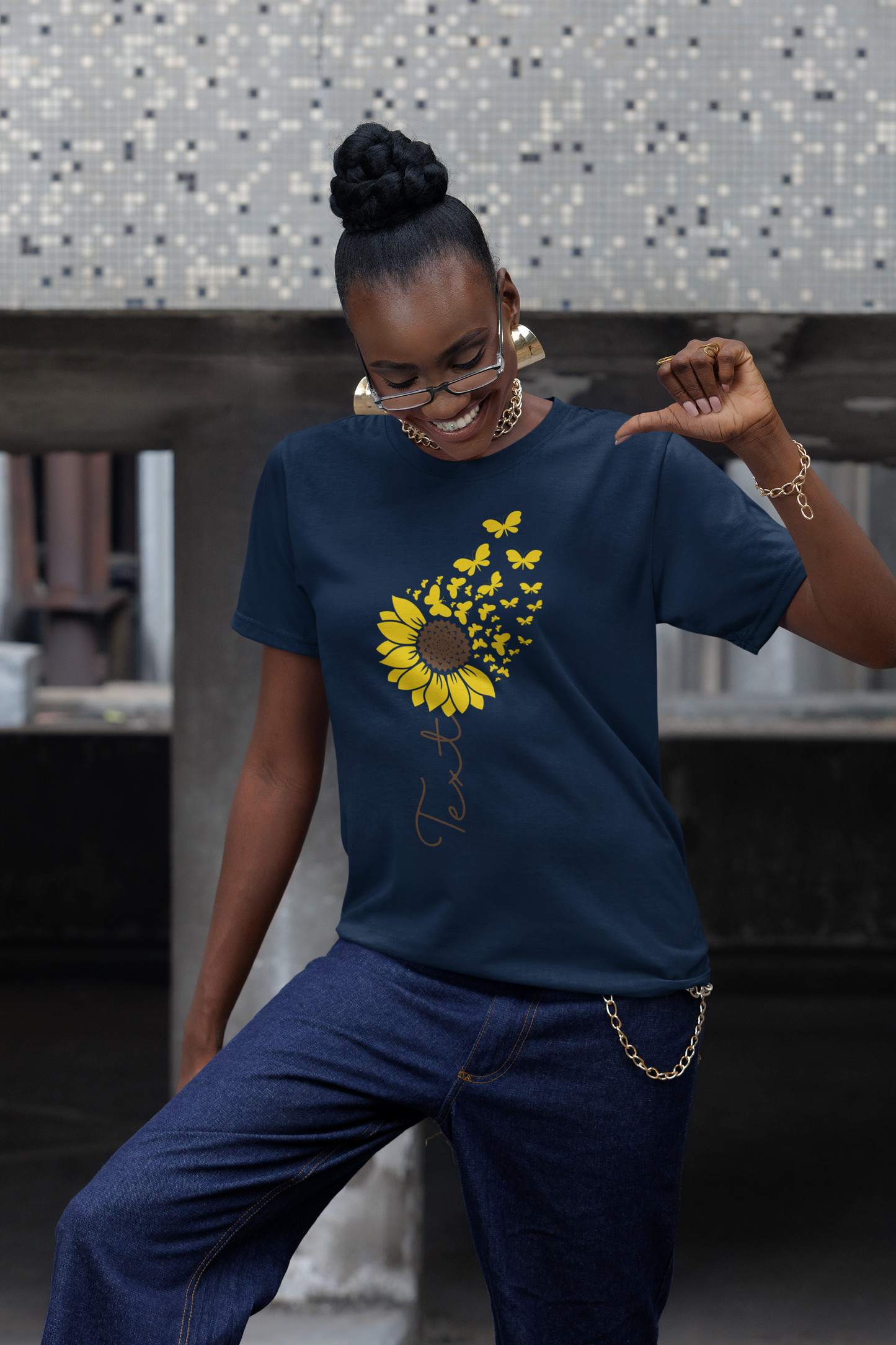 Custom Sunflower & Butterfly T-Shirt β Personalized Name or Season of Life