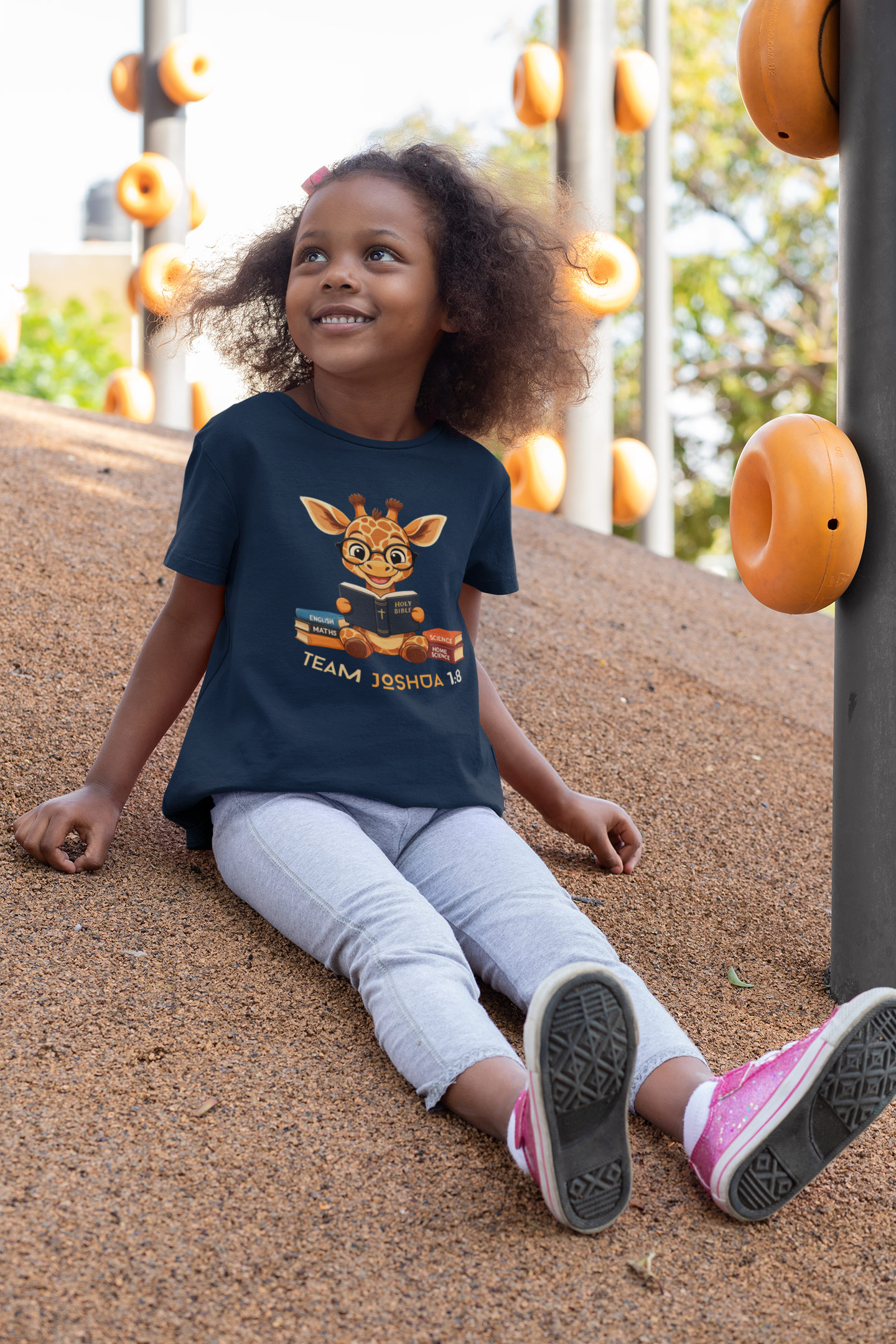 Baby Giraffe Bible T-Shirt – Team Joshua 1:8 Kids Christian Tee