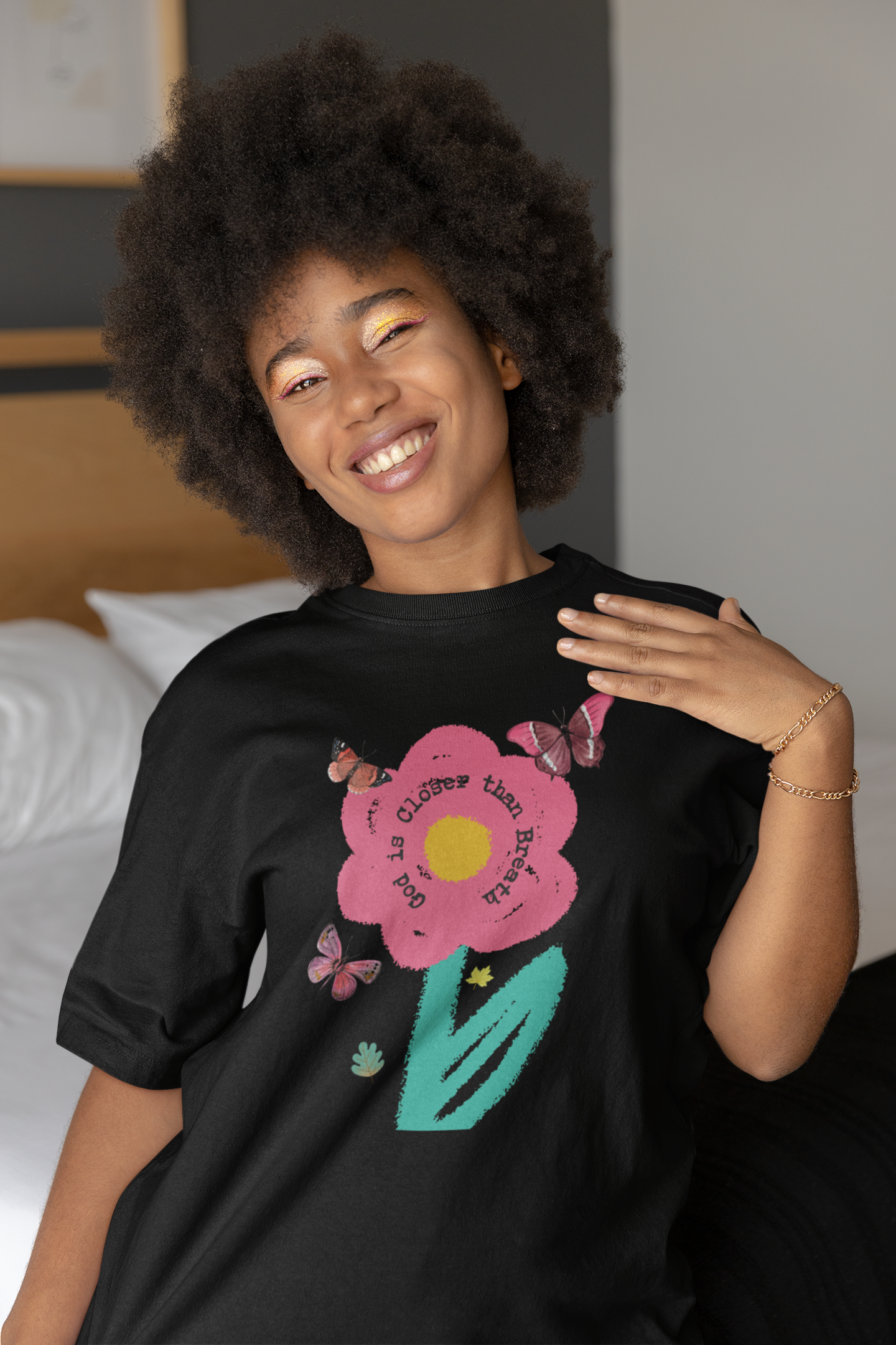 God is Closer Than Breath T-Shirt β Minimalist Floral Faith Tee