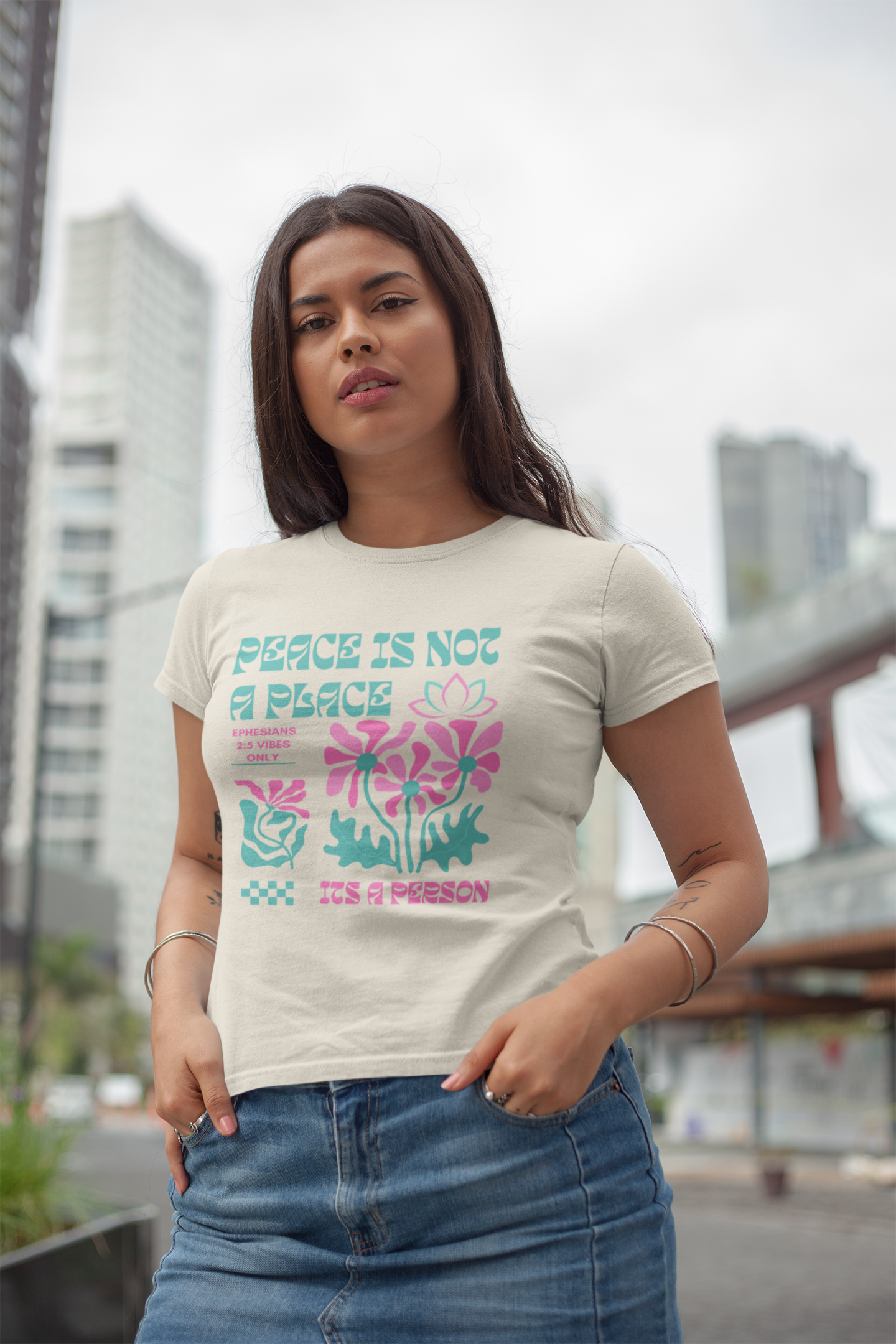 Peace is a Person T-Shirt β Floral Ephesians 2:5 Christian Tee