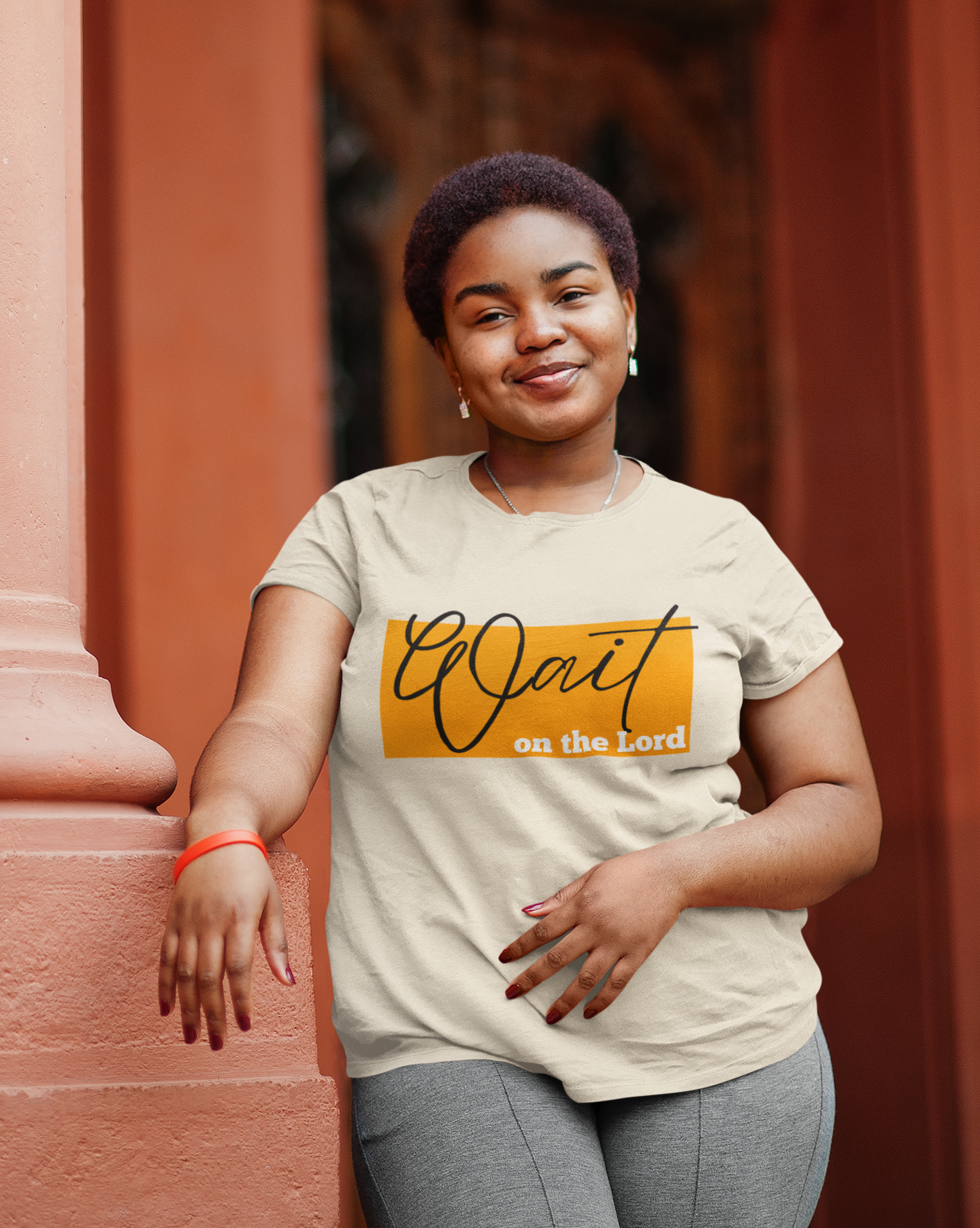 Wait on the Lord T-Shirt – Bold Orange Scripture Design