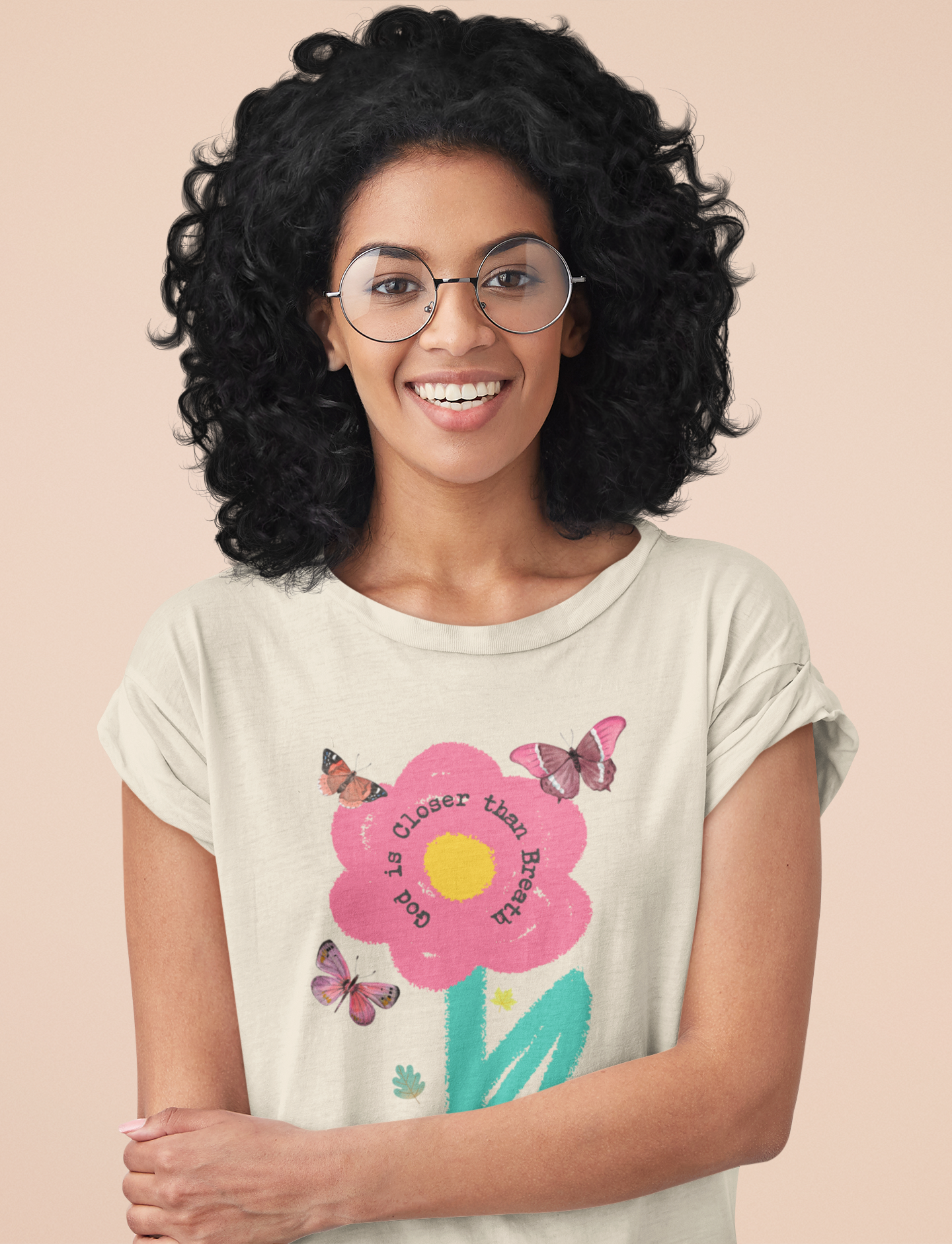 God is Closer Than Breath T-Shirt β Minimalist Floral Faith Tee