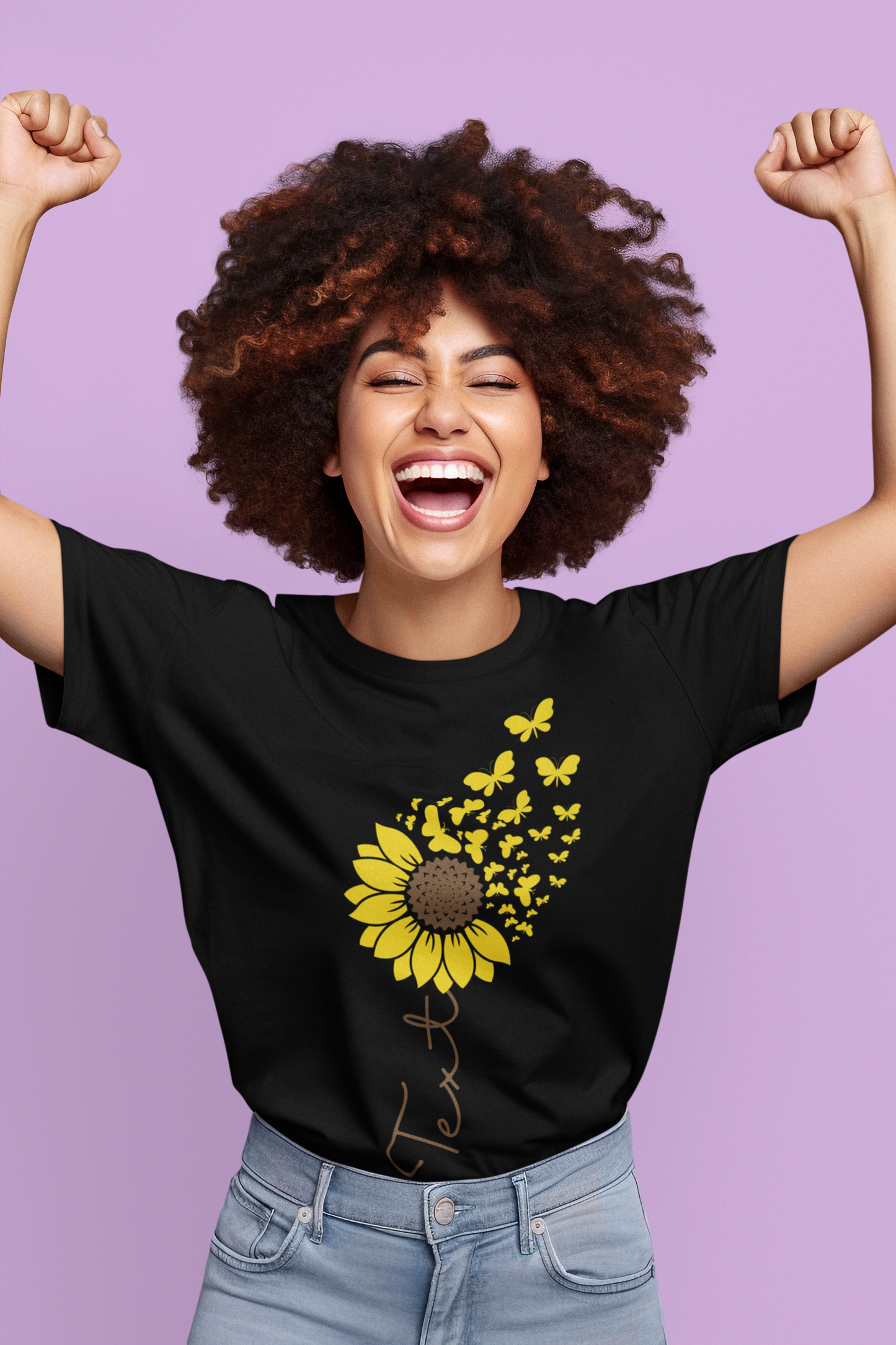Custom Sunflower & Butterfly T-Shirt β Personalized Name or Season of Life