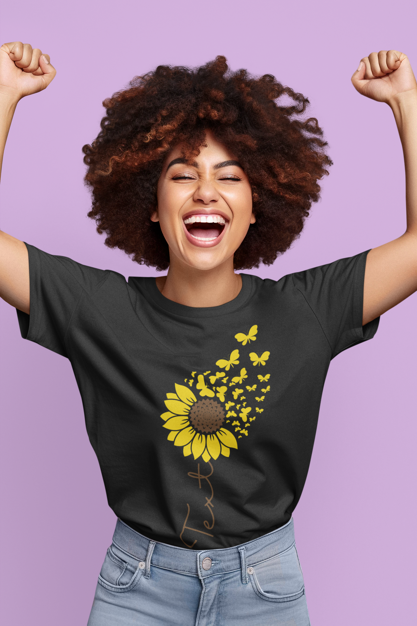Custom Sunflower & Butterfly T-Shirt β Personalized Name or Season of Life