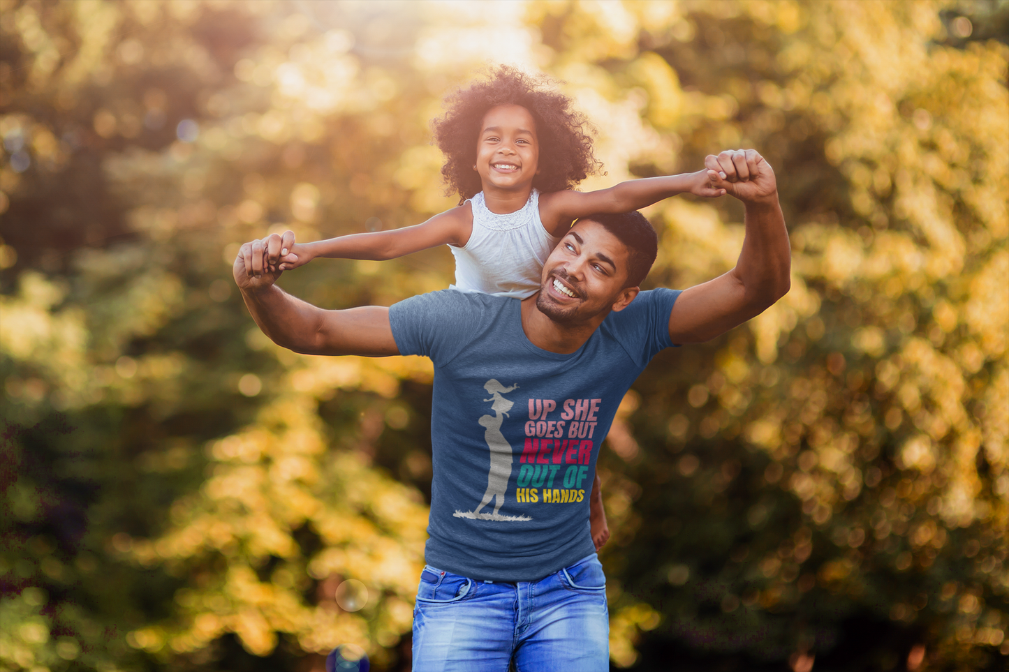 “Up She Goes… But Never Out of Daddy’s Hands” Tee – Faith & Fatherhood Shirt