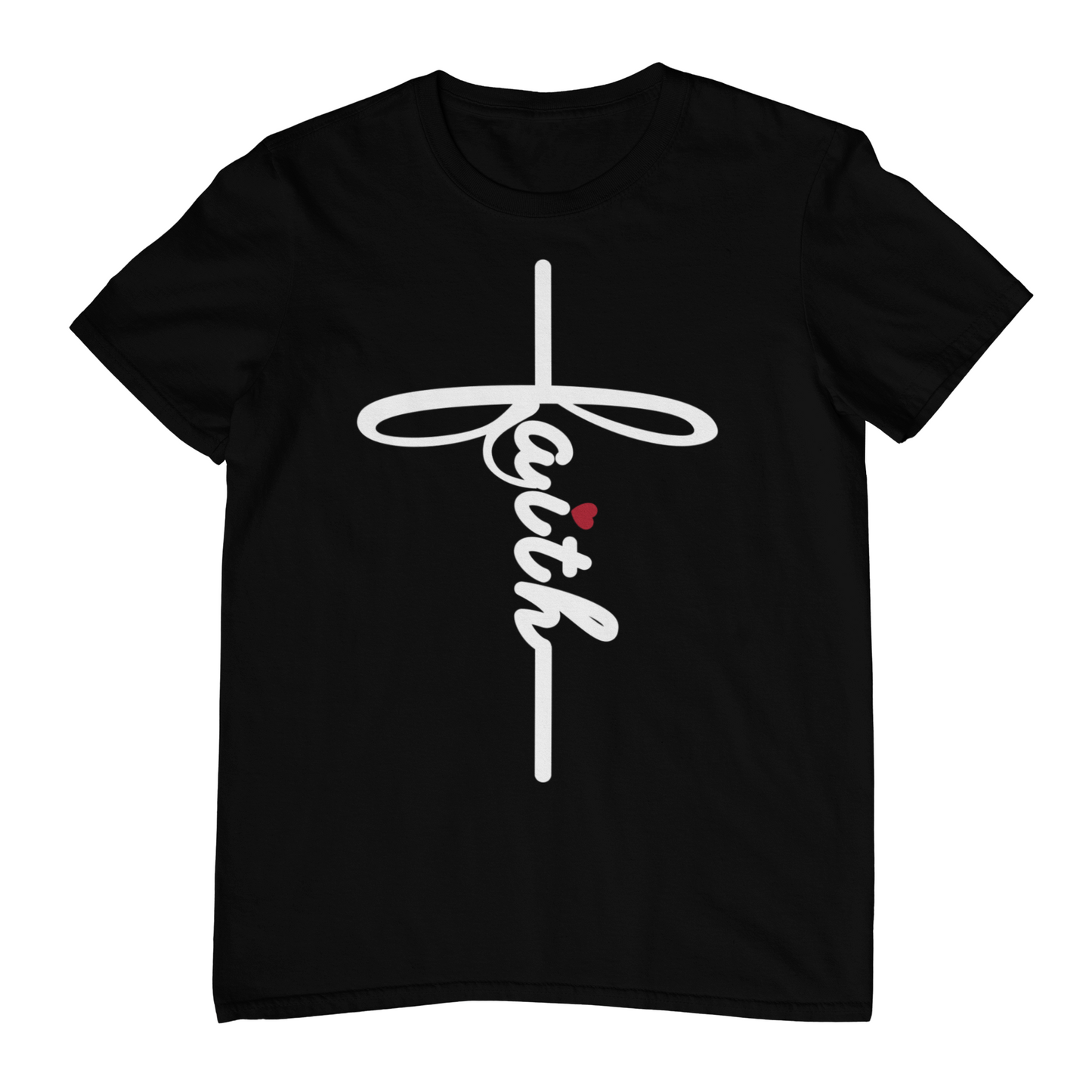 Faith Cross Tee – Vertical Script Christian Apparel Kenya