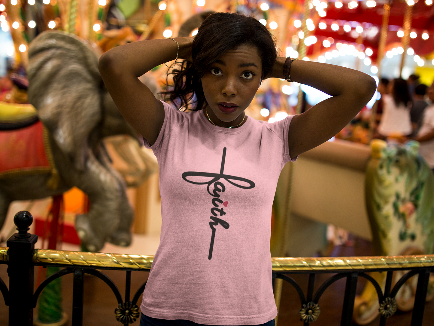Faith Cross Tee – Vertical Script Christian Apparel Kenya