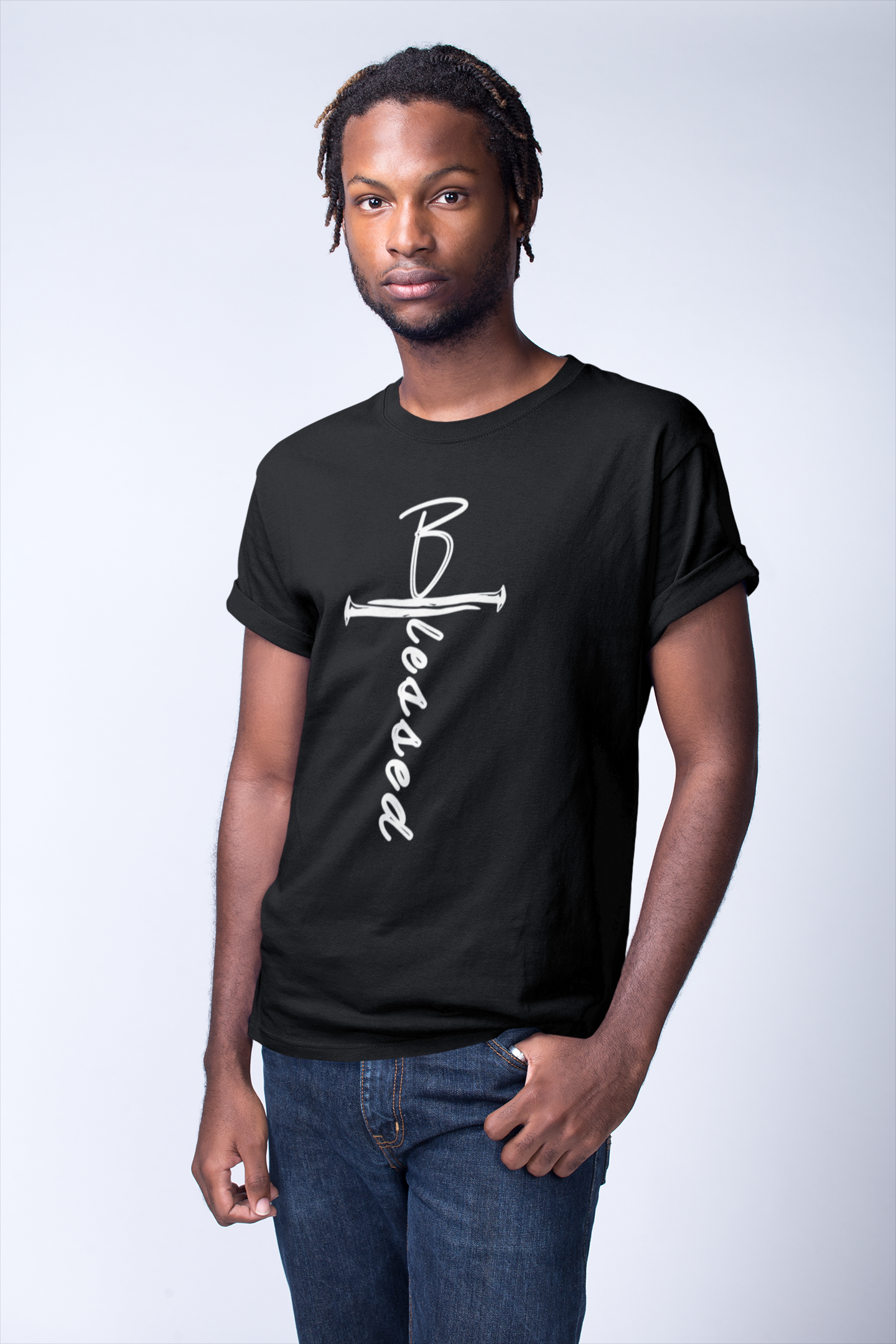Blessed Cross Nails Tee – Faith-Inspired Christian Apparel