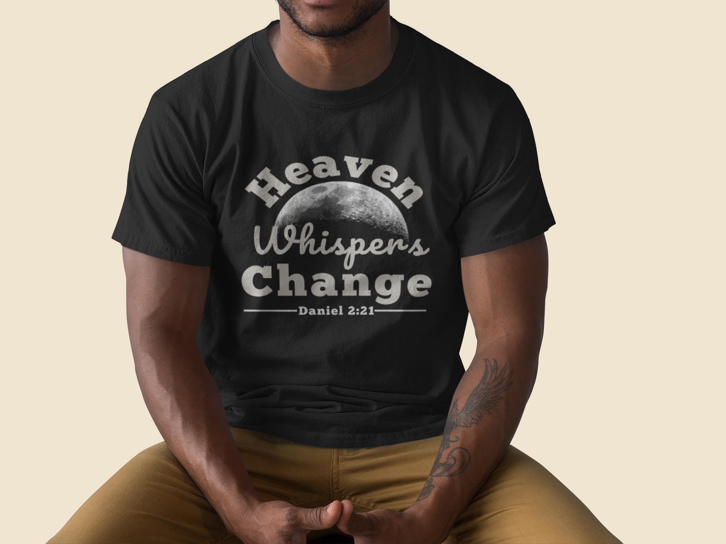Heaven Whispers Change Tee – Daniel 2:21 Faith-Inspired Apparel
