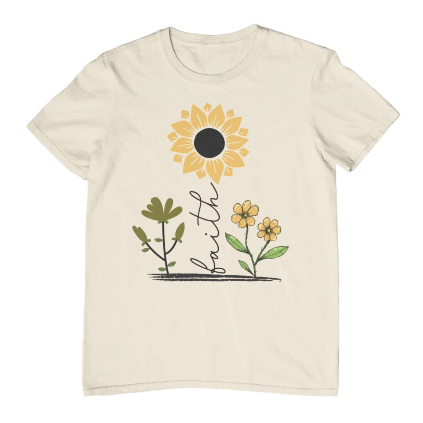 faith-inspired-sunflower-shirt-minimalist-flower-design-word-faith-stem-calligraphy-christian-apparel-bellynza