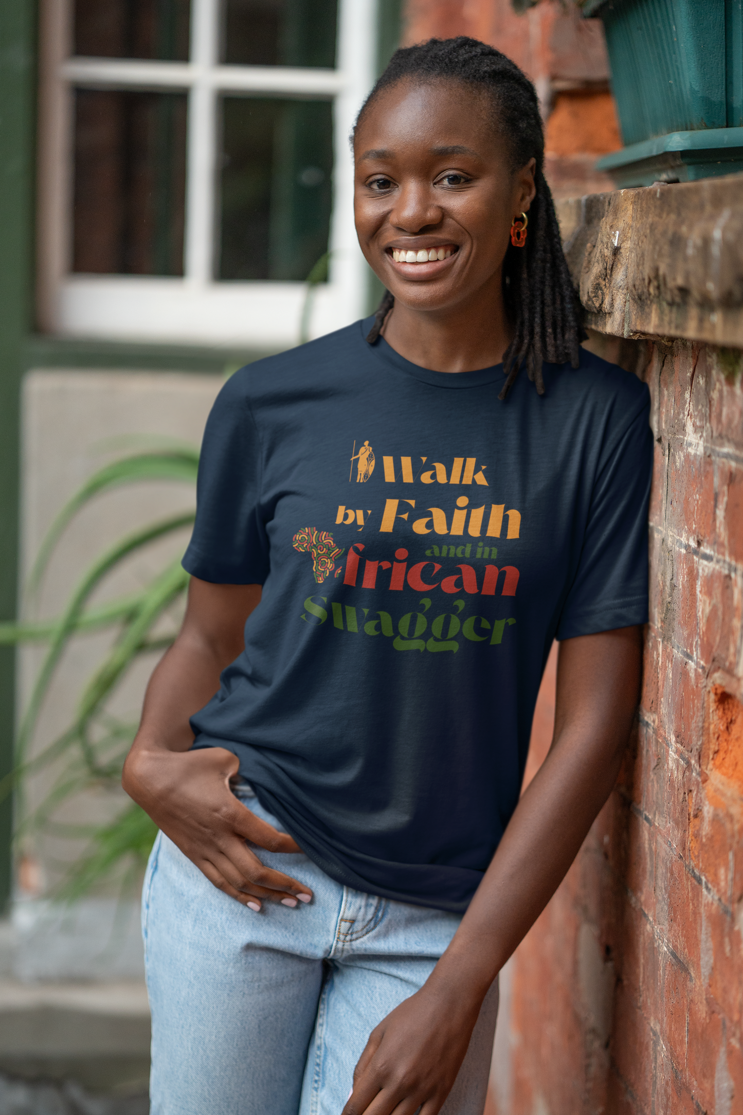 Faith-Inspired “I Walk by Faith” African Swagger Tee