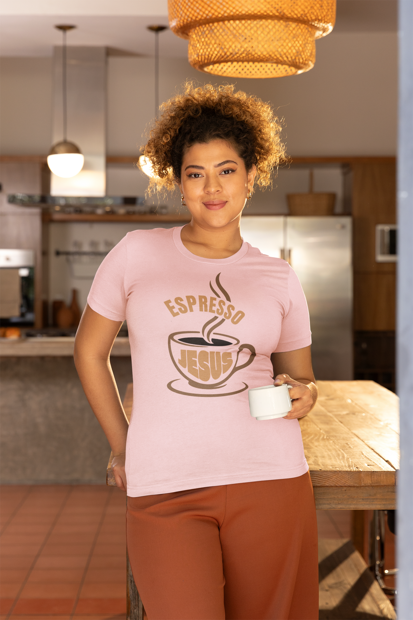 “Espresso Jesus” Coffee Cup Tee – Faith-Inspired Caffeine & Christ Shirt"