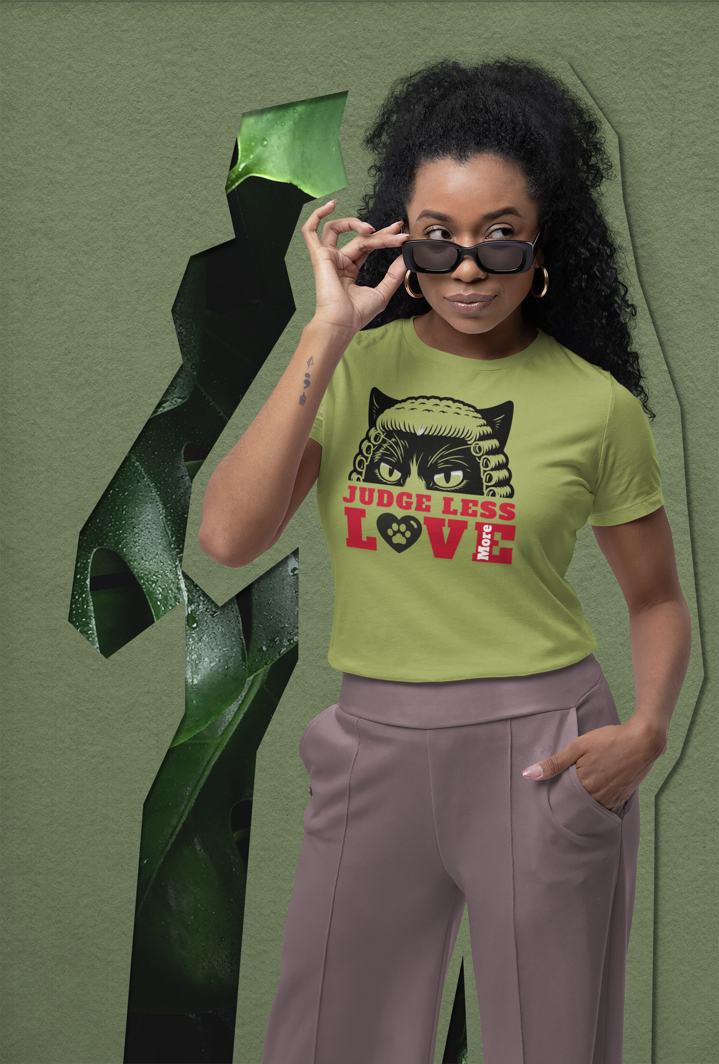 “Judge Less, Love More” Cat Judge Tee – Thoughtful Christian Message Shirt  Streetwise Faith Apparel