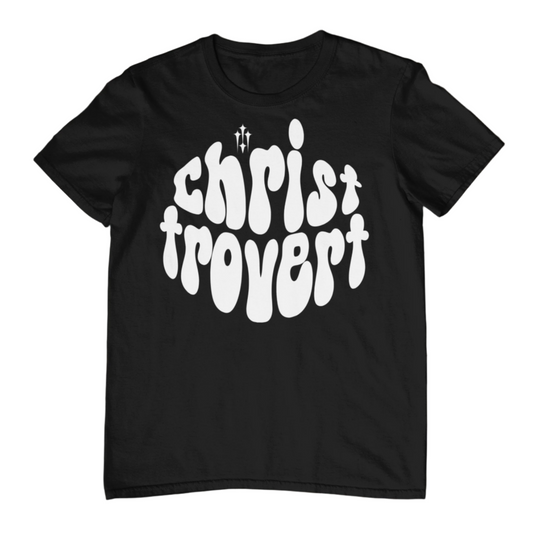 Christrovert shirt design – faith-inspired graphic tee encouraging Christ-shaped identity over introvert or extrovert labels by Bellynza.