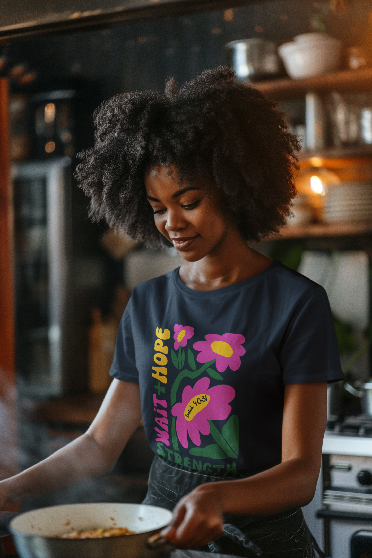 Floral Isaiah 40:31 Christian T-Shirt – Wait + Hope = Strength