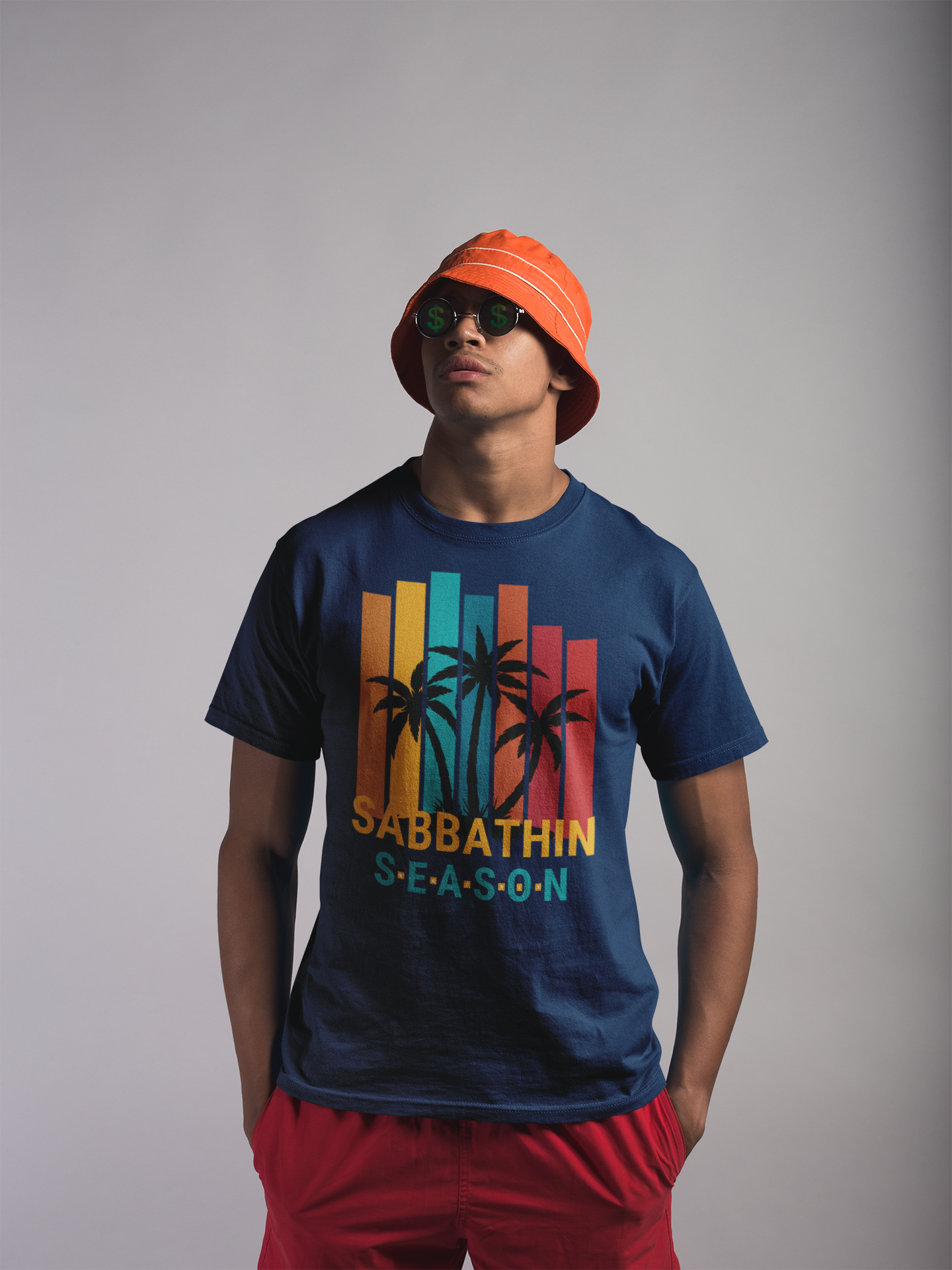 Sabbathin’ Retro Sunset T-Shirt – Faith-Inspired Palm Tree Tee