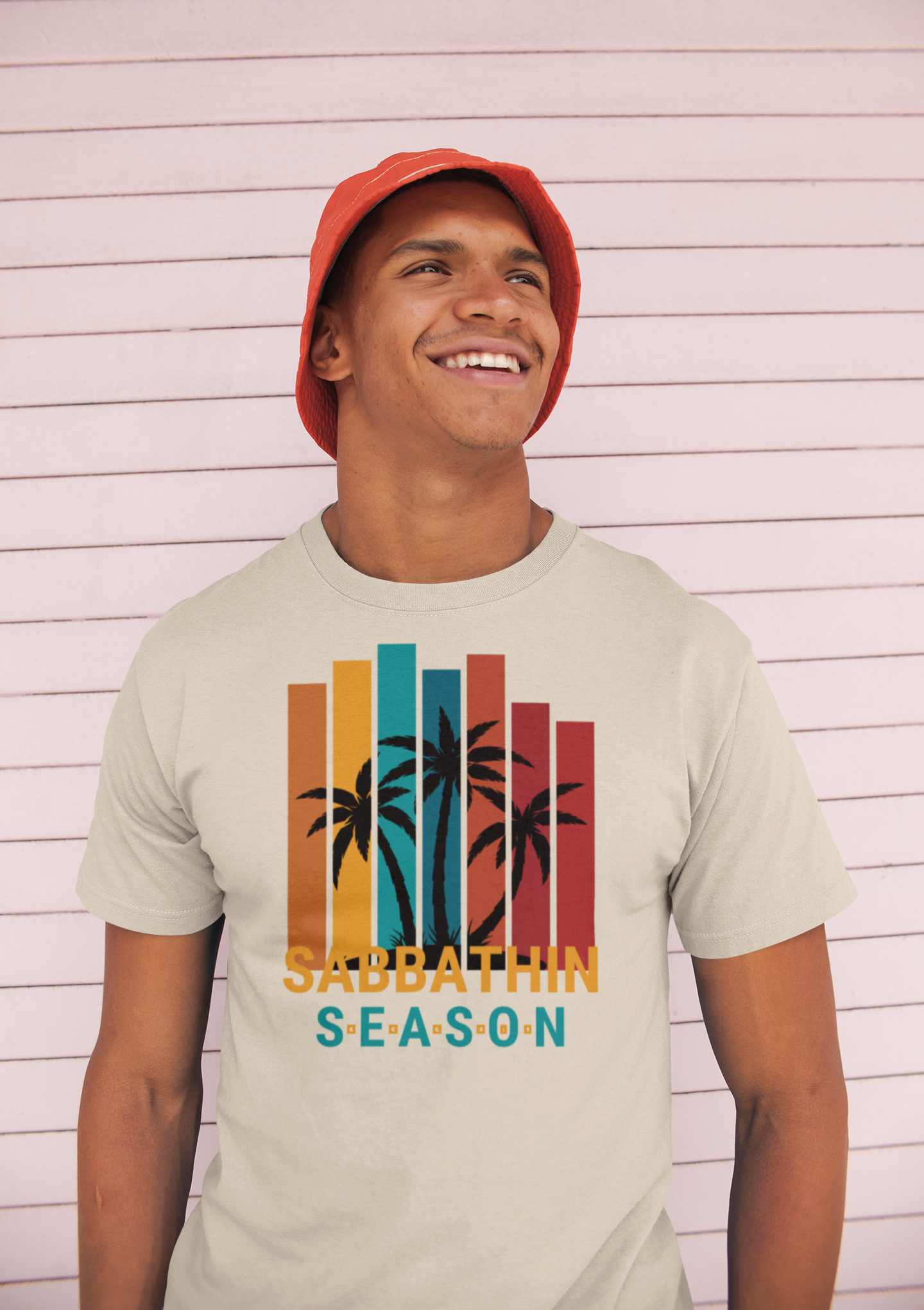 Sabbathin’ Retro Sunset T-Shirt – Faith-Inspired Palm Tree Tee