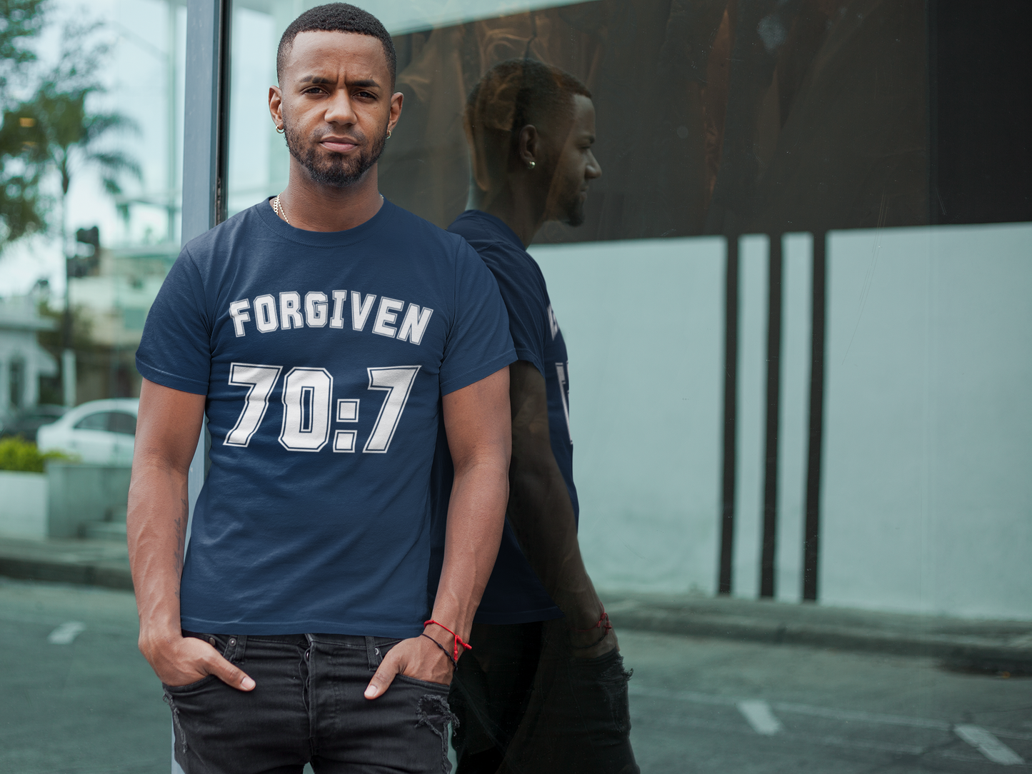 Forgiven 70:7 College Tee – Faith-Inspired Streetwear Kenya