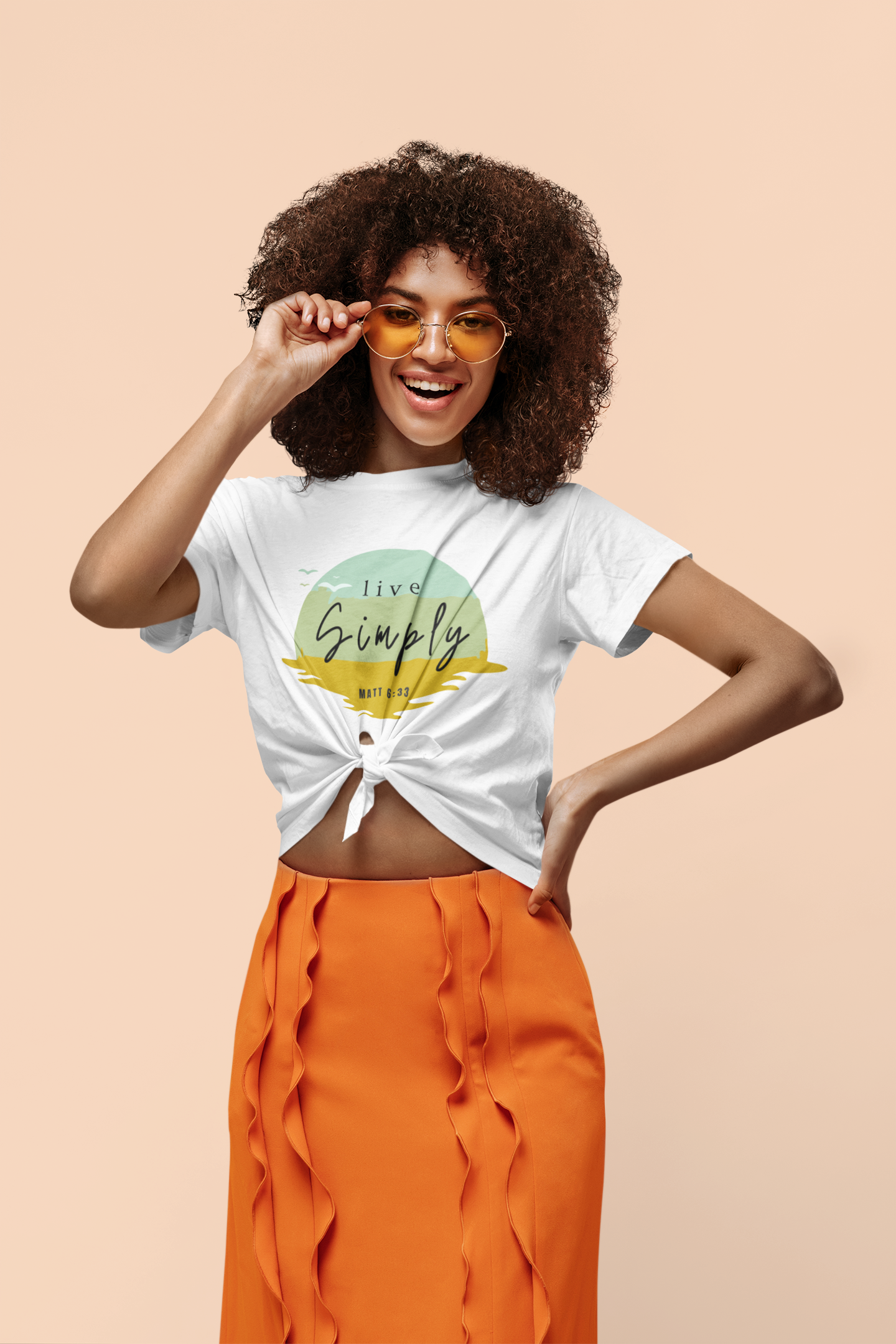 Live Simply Retro Sunset T-Shirt – Matthew 6:33