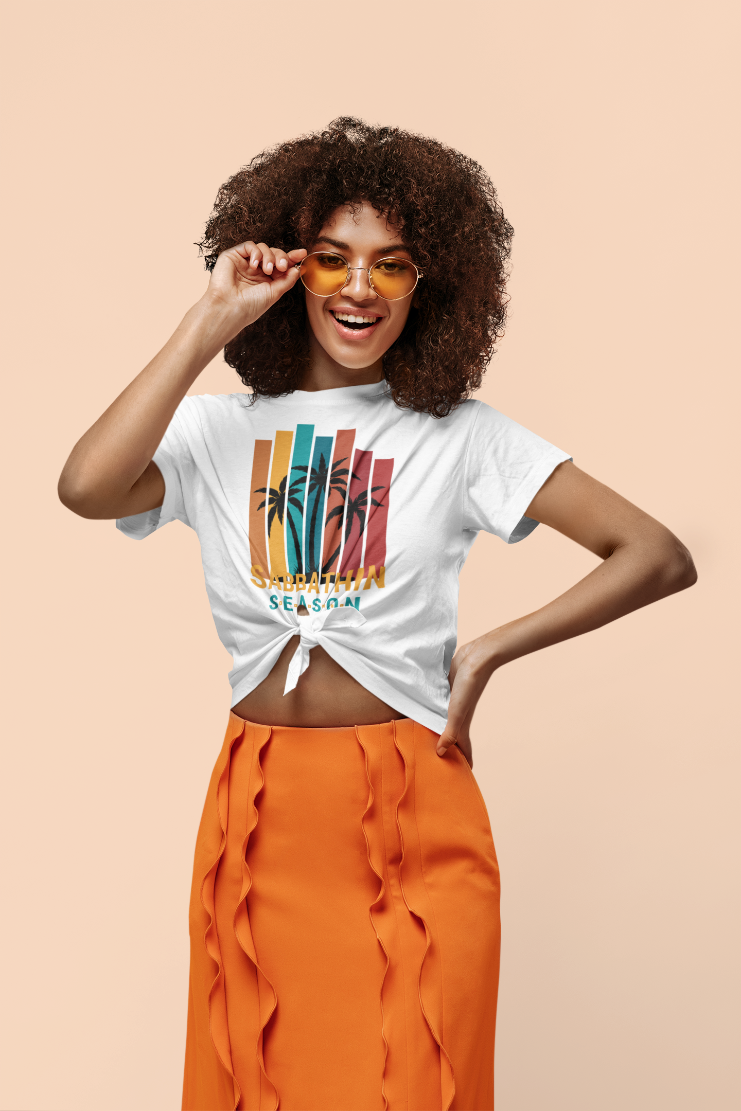 Sabbathin’ Retro Sunset T-Shirt – Faith-Inspired Palm Tree Tee