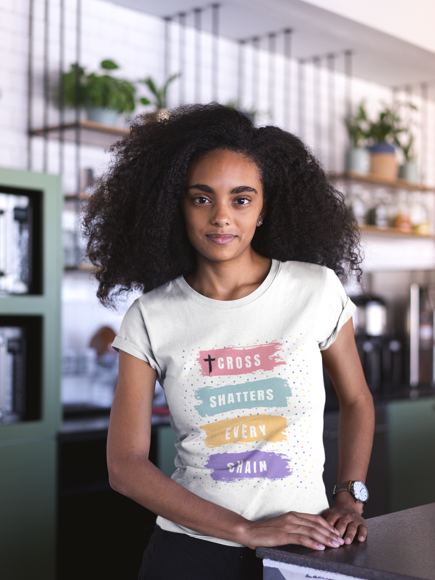 Cross Shatters Every Chain – Abstract Christian T-Shirt