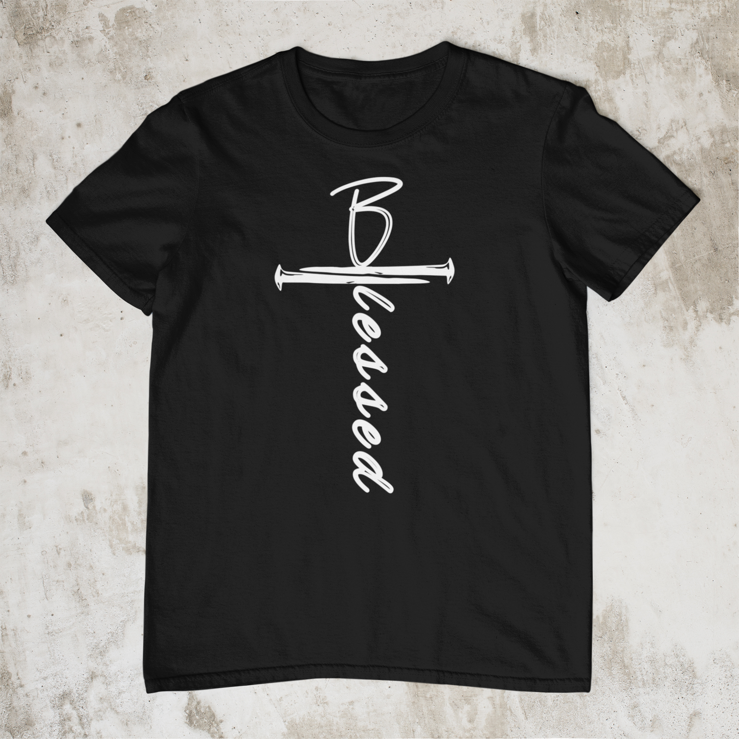 Blessed Cross Nails Tee – Faith-Inspired Christian Apparel