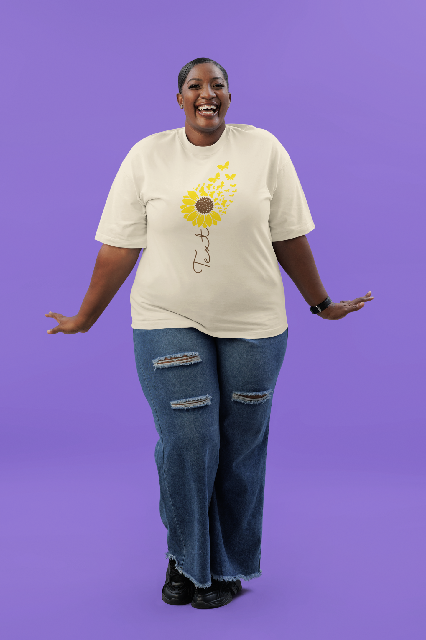 Custom Sunflower & Butterfly T-Shirt – Personalized Name or Season of Life
