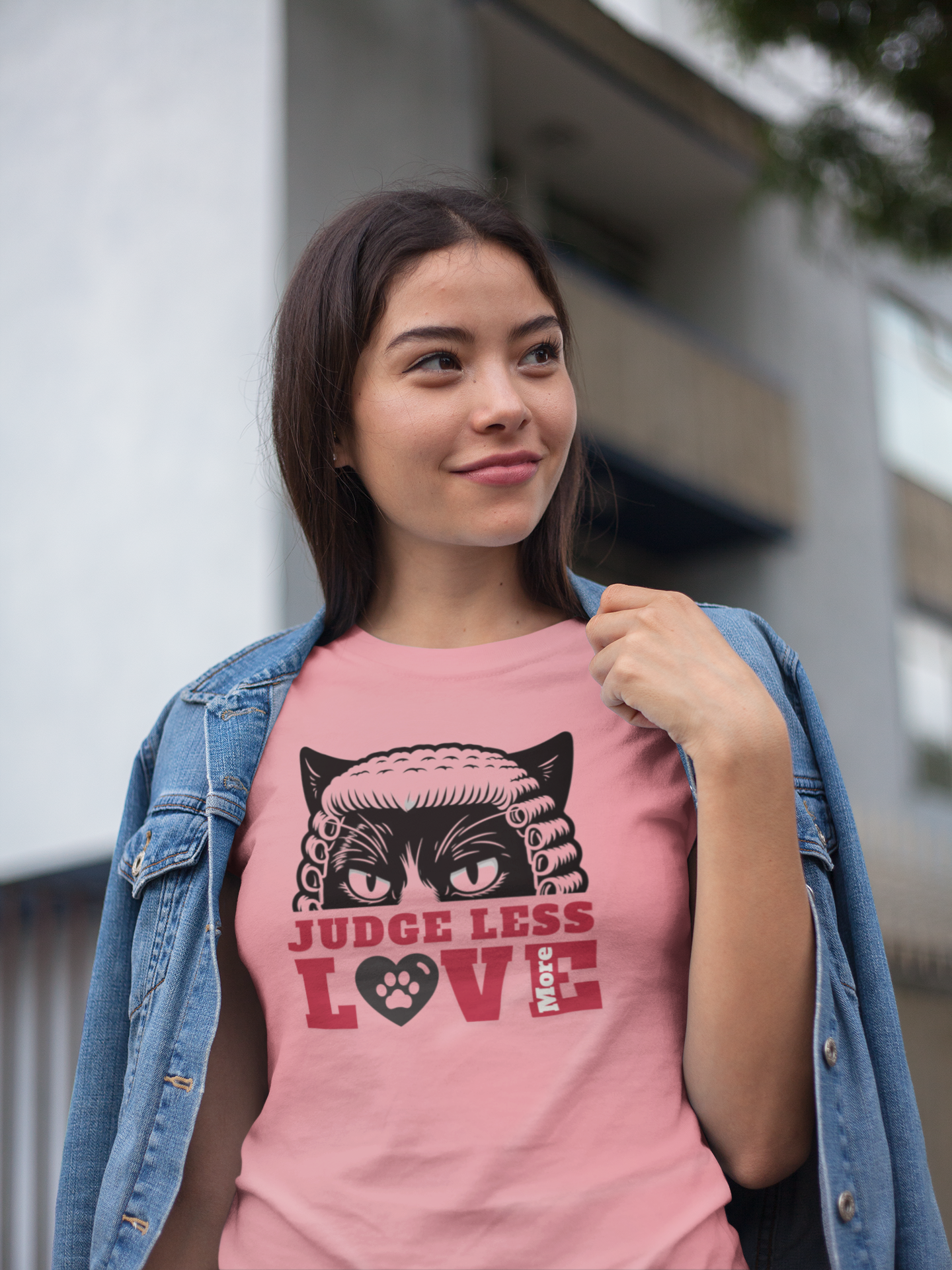 “Judge Less, Love More” Cat Judge Tee – Thoughtful Christian Message Shirt  Streetwise Faith Apparel