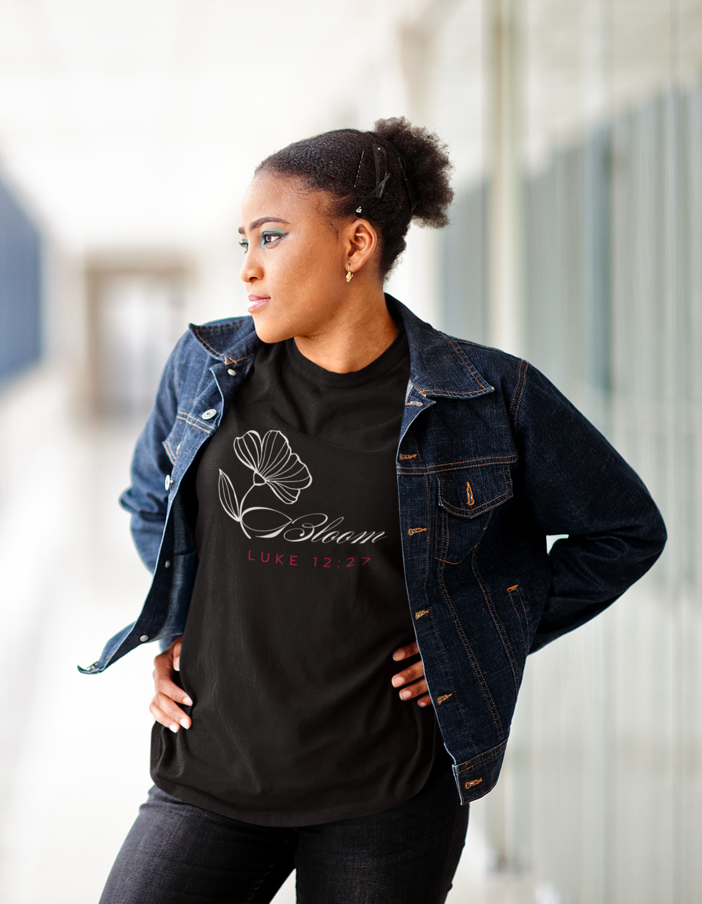 Bloom – Luke 12:27 Minimalist Christian T-shirt