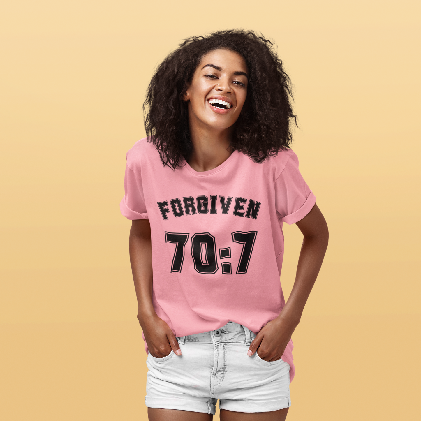 Forgiven 70:7 College Tee – Faith-Inspired Streetwear Kenya