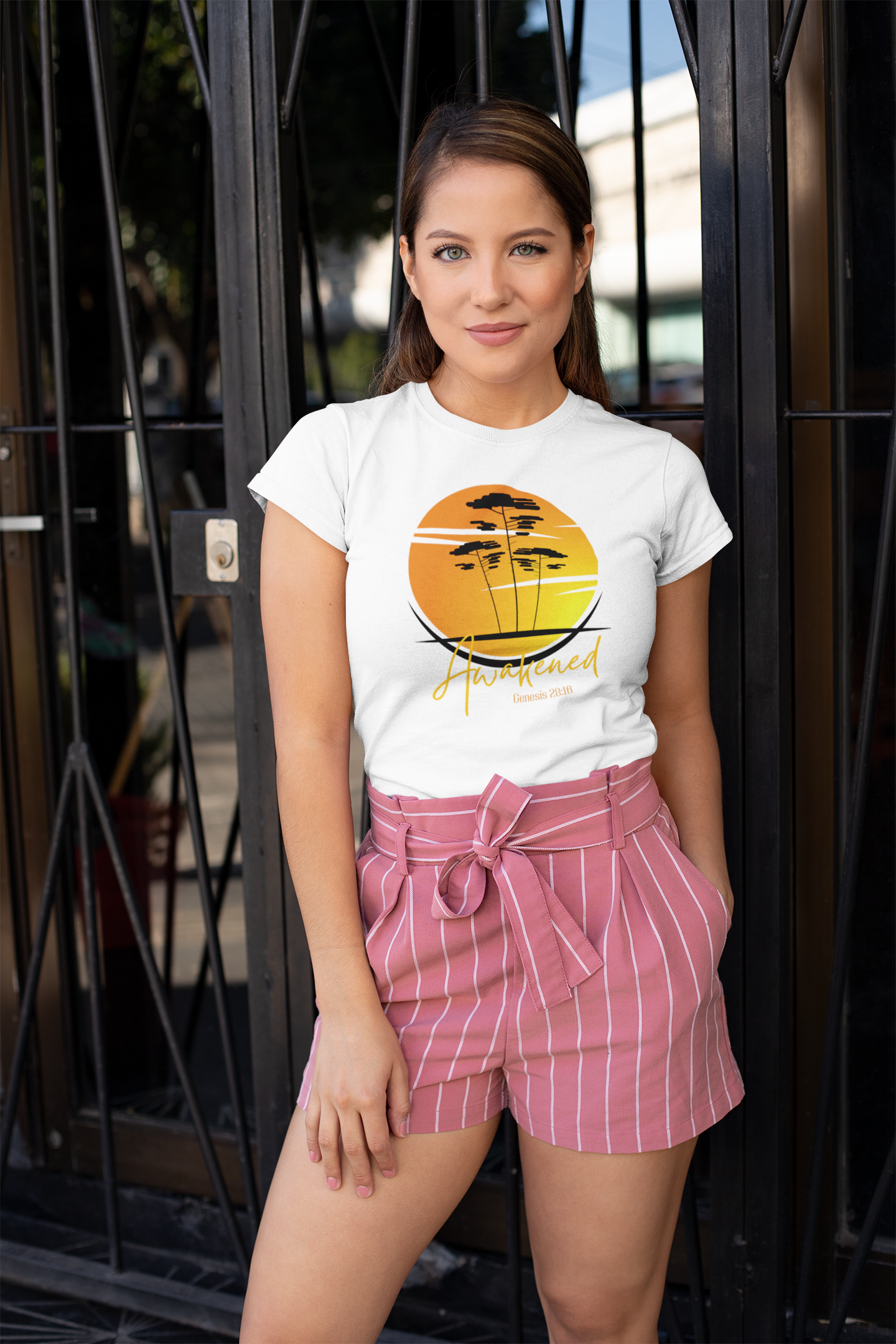 Faith-Inspired “Awakened” Retro Sunset Tee – Genesis 28 Encounter Design