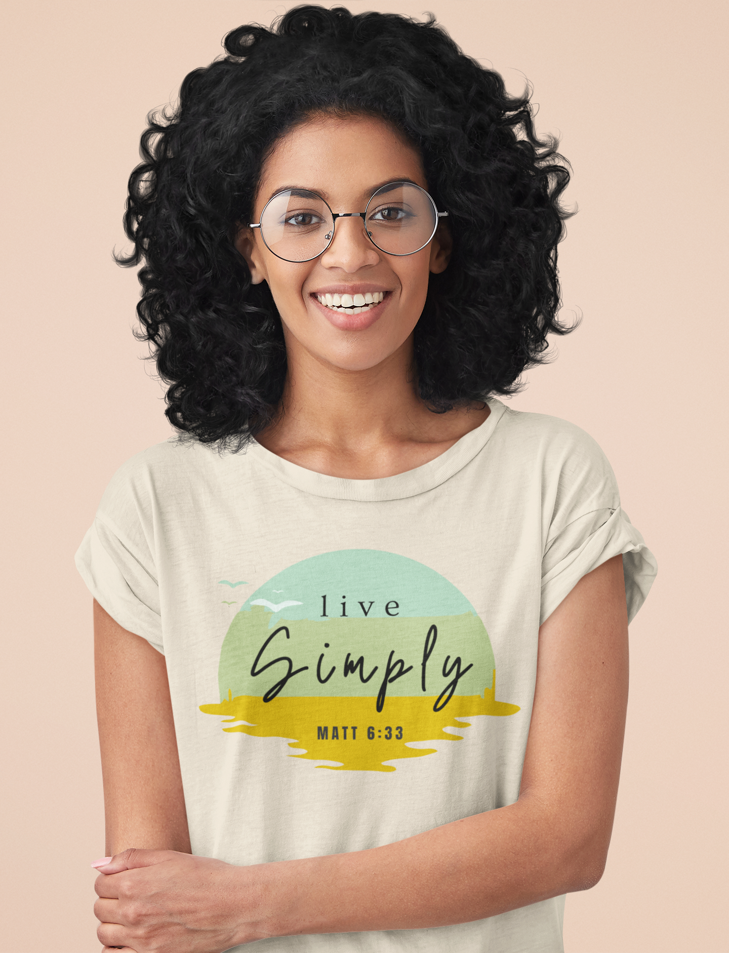 Live Simply Retro Sunset T-Shirt – Matthew 6:33