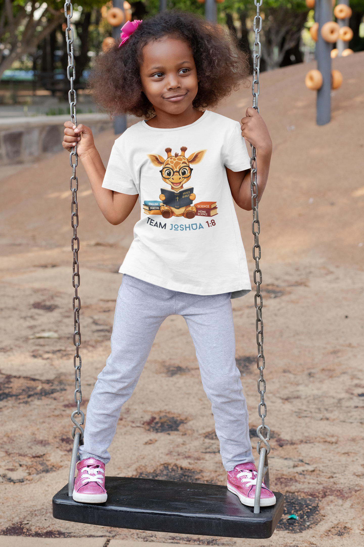 Baby Giraffe Bible T-Shirt – Team Joshua 1:8 Kids Christian Tee