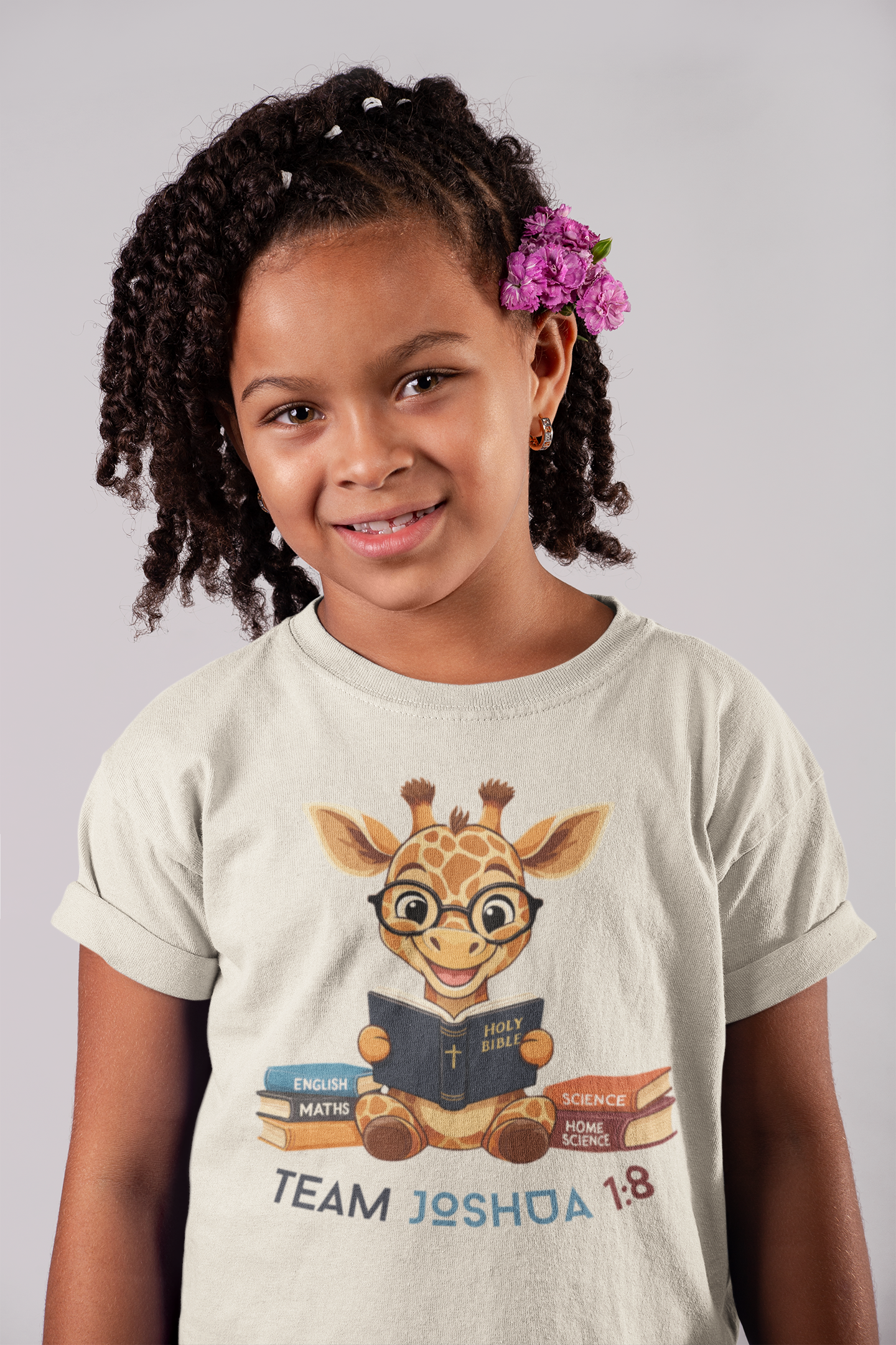 Baby Giraffe Bible T-Shirt – Team Joshua 1:8 Kids Christian Tee