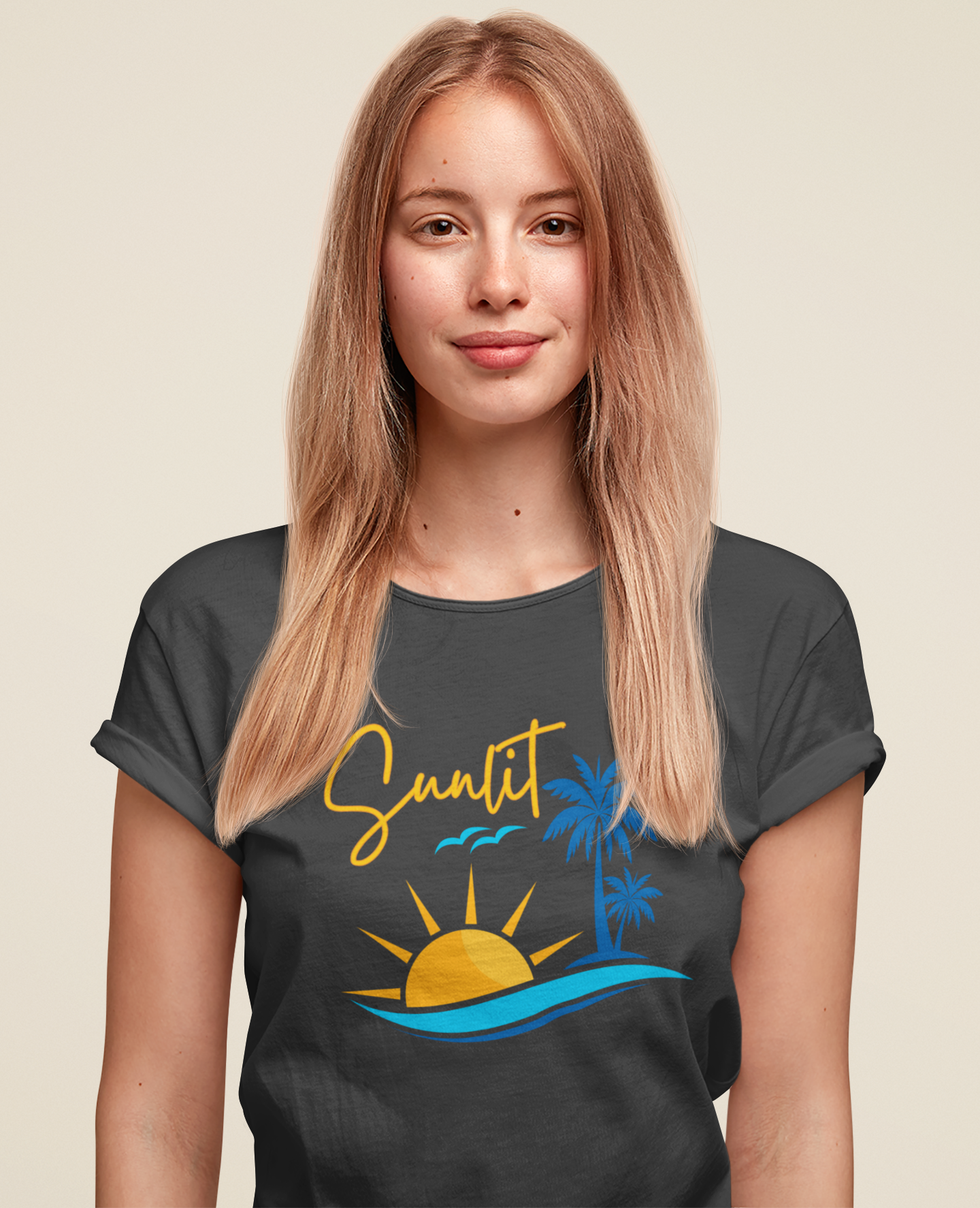 Faith-Inspired “SUNLIT” Sunrise Beach Tee – Christ-Centered Summer Glow Shirt