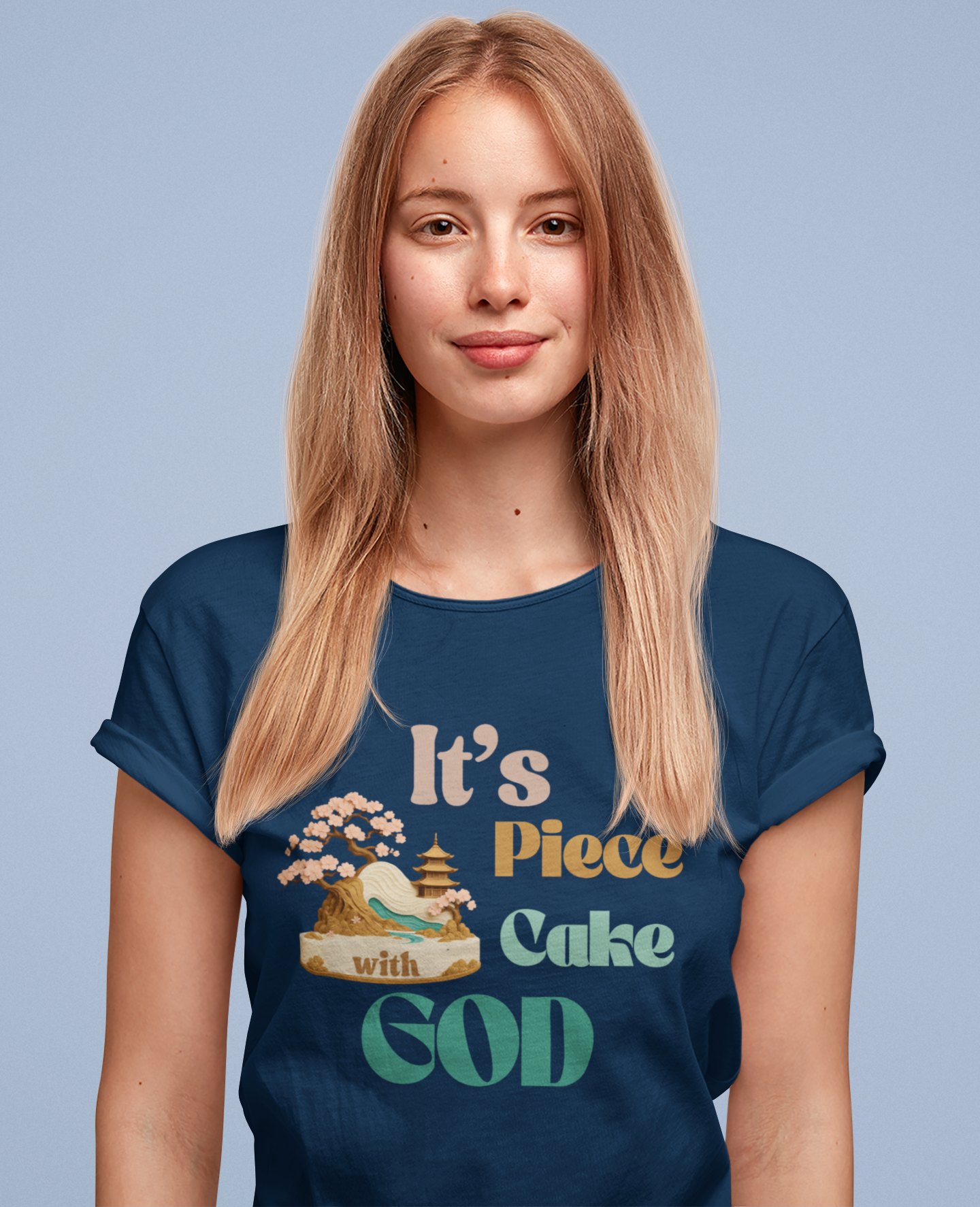 Faith-Inspired “Piece of Cake with God” Tee – Sweet Design for Cake Lovers & Faith-Rooted Believers