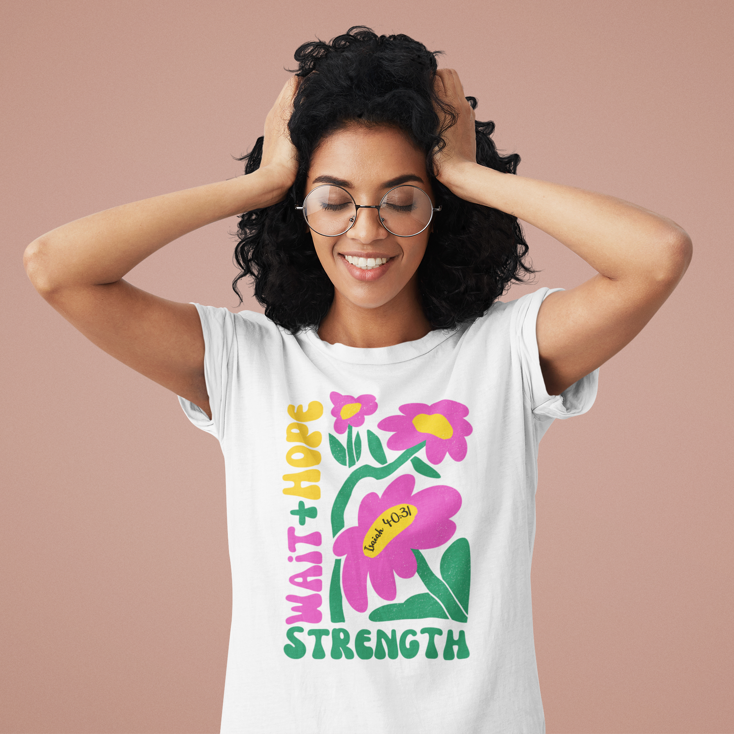 Floral Isaiah 40:31 Christian T-Shirt – Wait + Hope = Strength