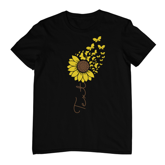 Custom Sunflower & Butterfly T-Shirt – Personalized Name or Season of Life