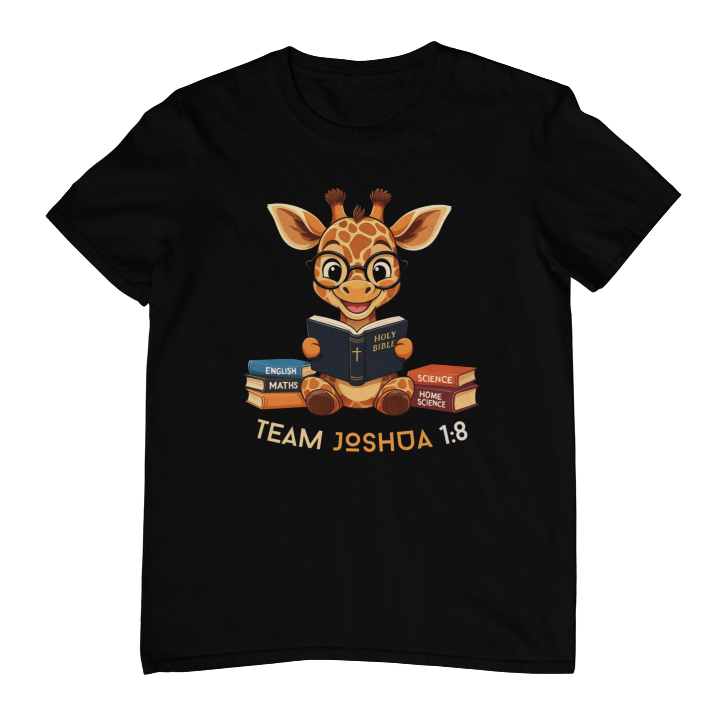 Baby Giraffe Bible T-Shirt – Team Joshua 1:8 Kids Christian Tee