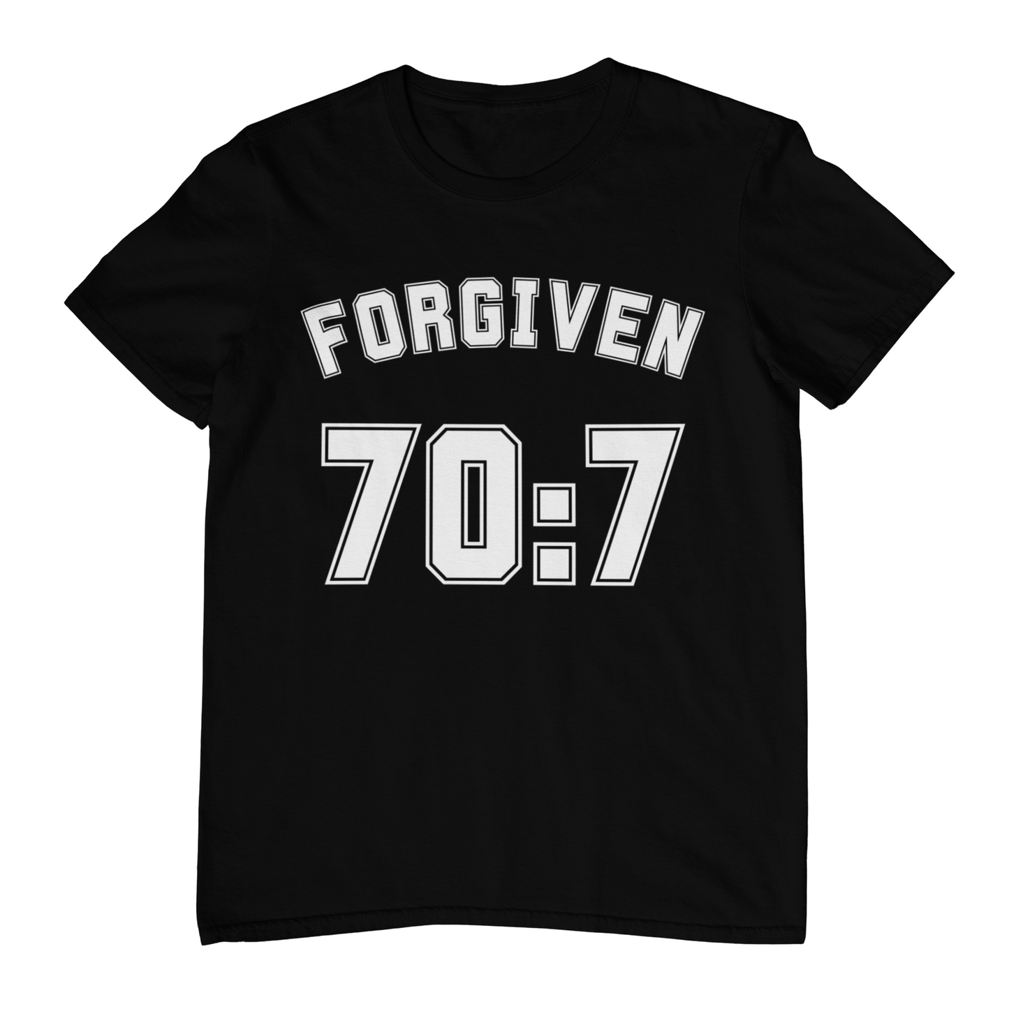 Forgiven 70:7 College Tee – Faith-Inspired Streetwear Kenya