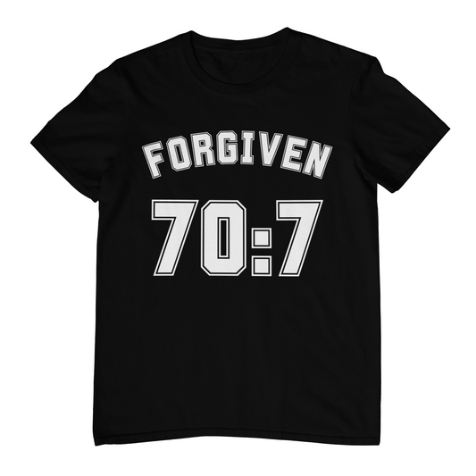Forgiven 70:7 College Tee – Faith-Inspired Streetwear Kenya