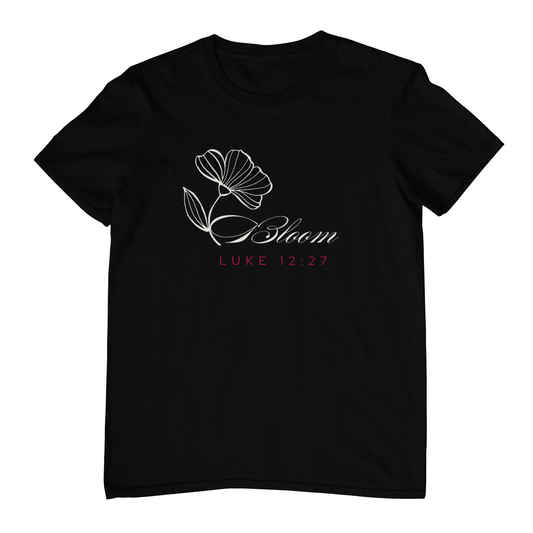 Bloom – Luke 12:27 Minimalist Christian T-shirt