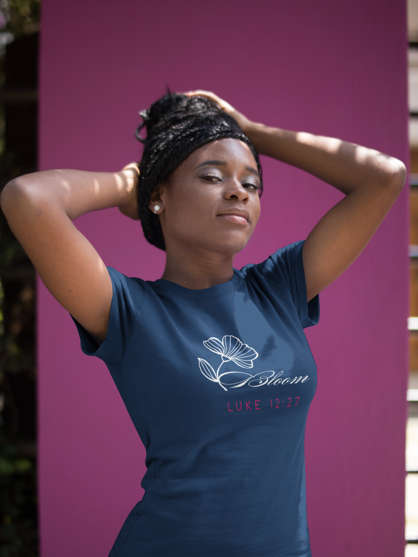 Bloom Minimalist Christian T-Shirt – Luke 12:27 Scripture Tee