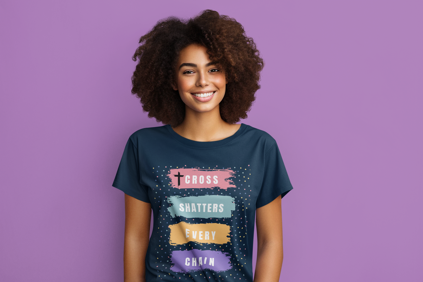 Cross Shatters Every Chain – Abstract Christian T-Shirt