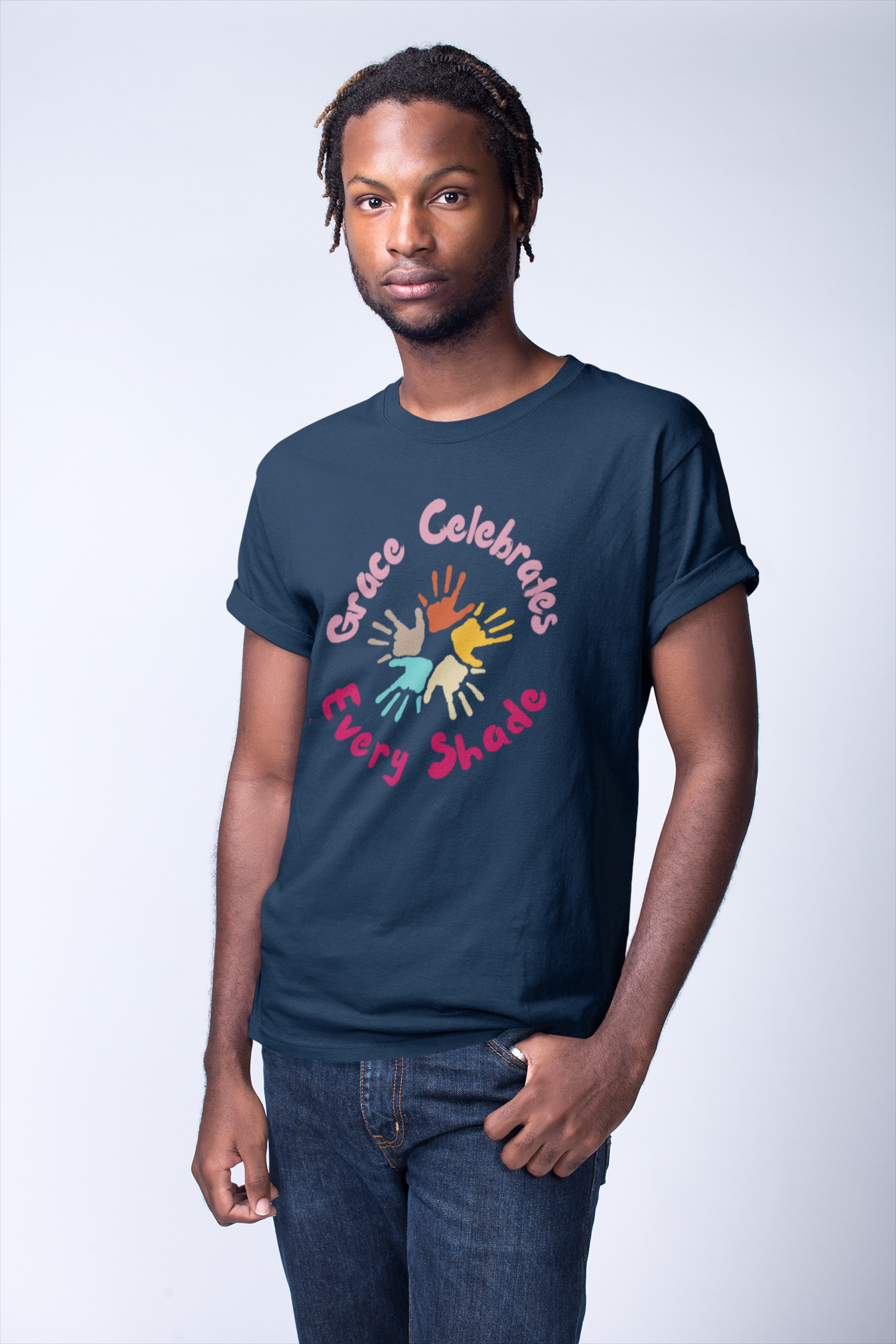 Grace Celebrates Every Shade Tee – Faith-Inspired Unity & Diversity Design